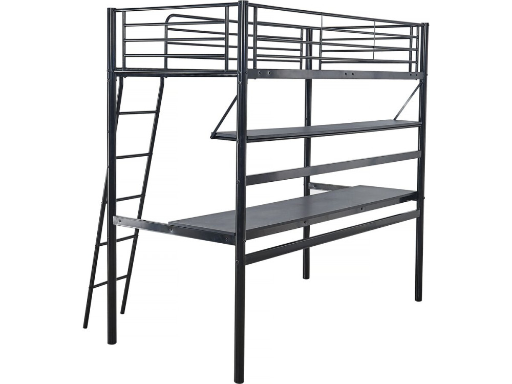 Lit mezzanine avec bureau "Alona" - 90 x 190 cm - Noir