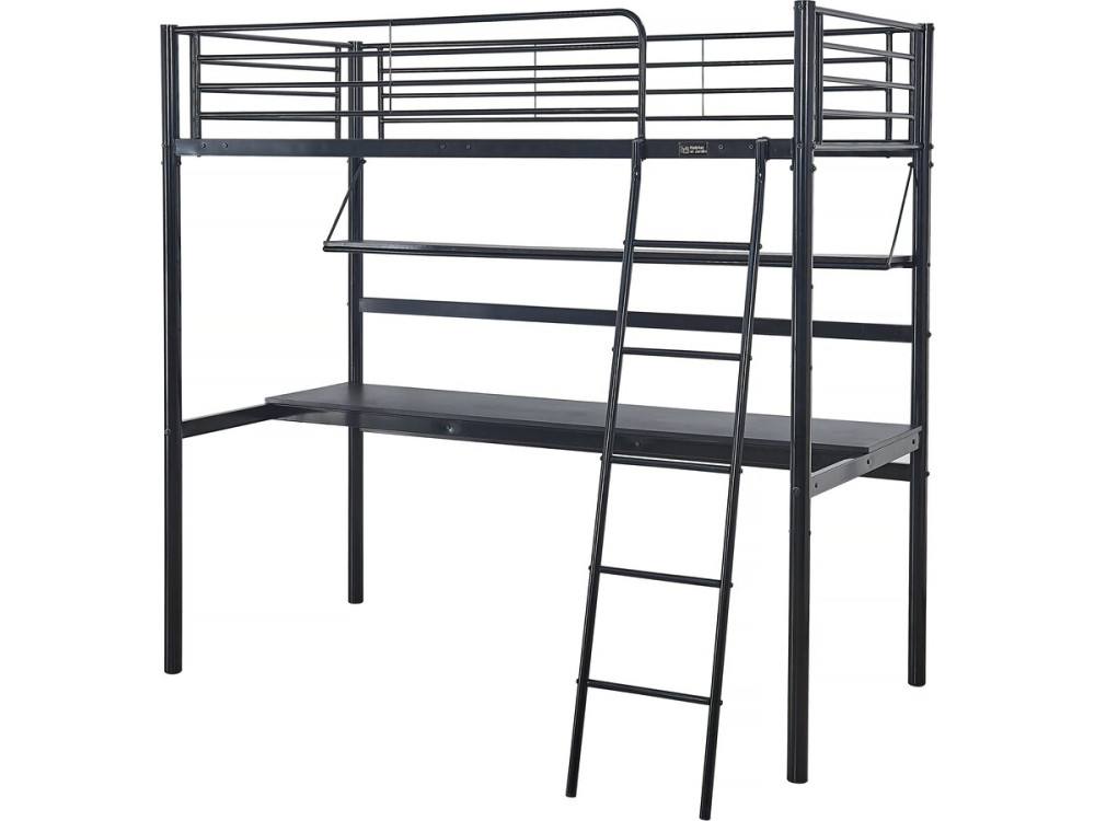 Lit mezzanine avec bureau "Alona" - 90 x 190 cm - Noir