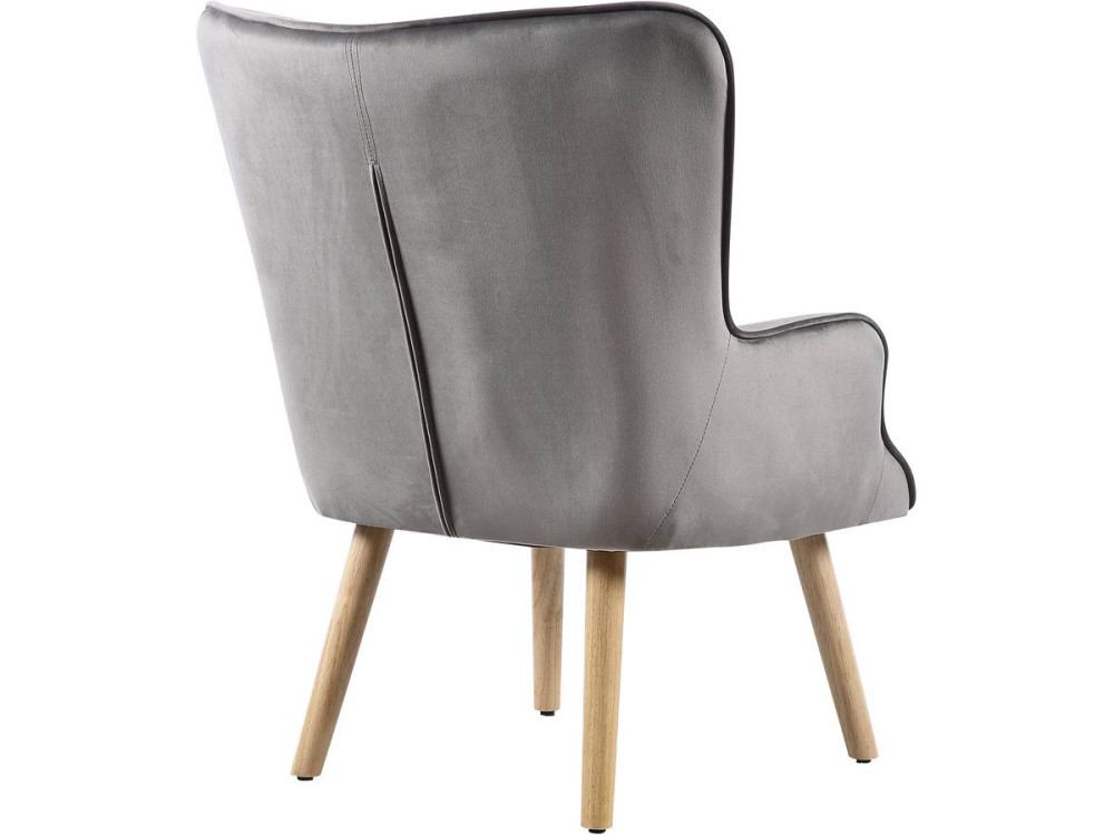Fauteuil style scandinave velours "Odense" - 73 x 81 x 92.5 cm - 1 place - Gris