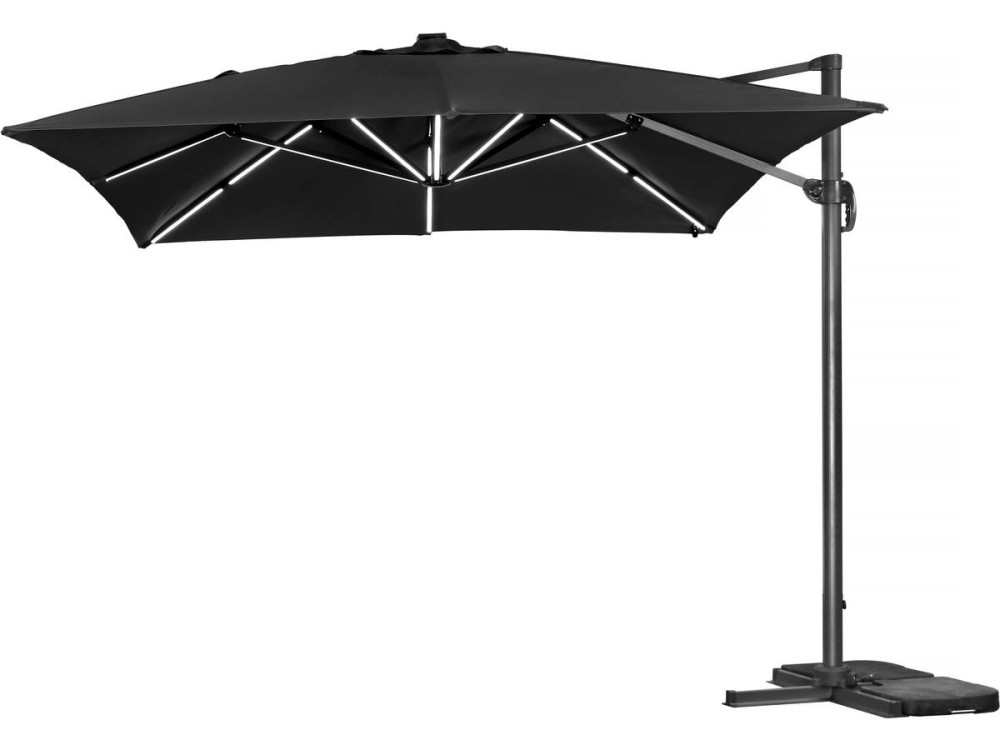 Parasol jardin déporté led alu "Sun 3 Luxe" 3 x 3 m - Noir