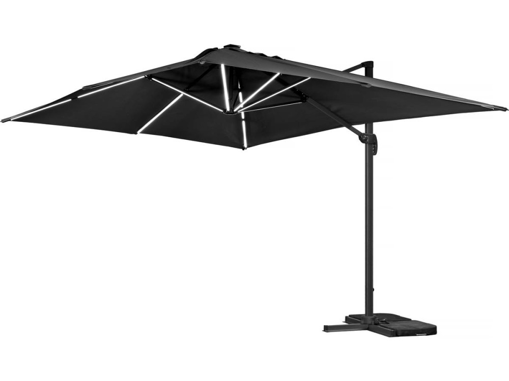 Parasol jardin déporté led alu "Sun 3 Luxe" 3 x 3 m - Noir