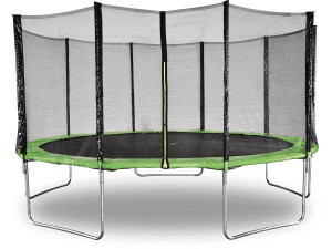 Trampoline " Yoopi " - Ø 4.60 m - Vert - Avec filet + échelle + couverture + kit d'ancrage