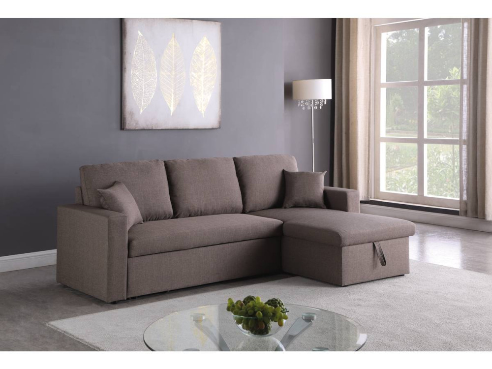 Canapé d'angle convertible/ réversible avec coffre "Alain" - 3 places - Taupe