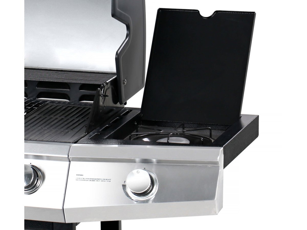 Barbecue gaz avec couvercle en verre "Bingo 5" - 4 brûleurs + 1 latéral + Housse protection - 15.2 kW - Noir