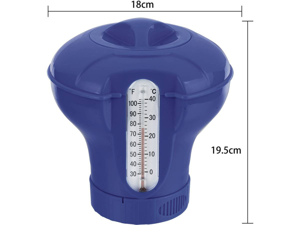 Diffuseur de chlore flottant avec thermomètre intégré