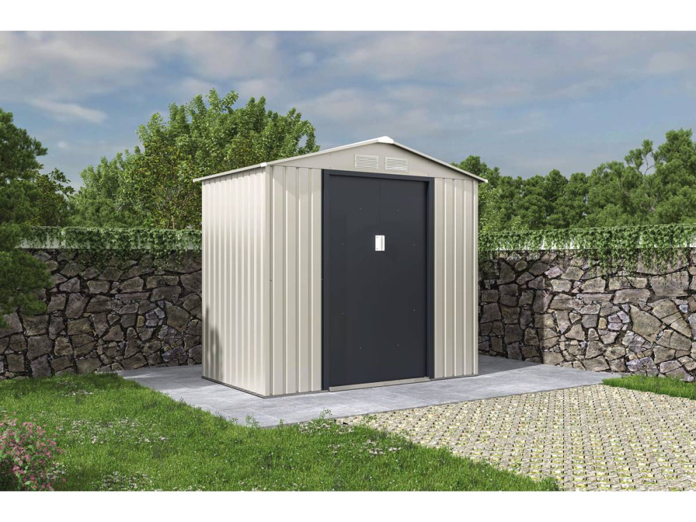 Abri de jardin métal "Nebraska" - 2.71 m² - Beige/gris anthracite