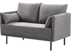 Canapé fixe tissu "Rudy" - 132 x 78 x 88 cm - 2 places - Gris foncé
