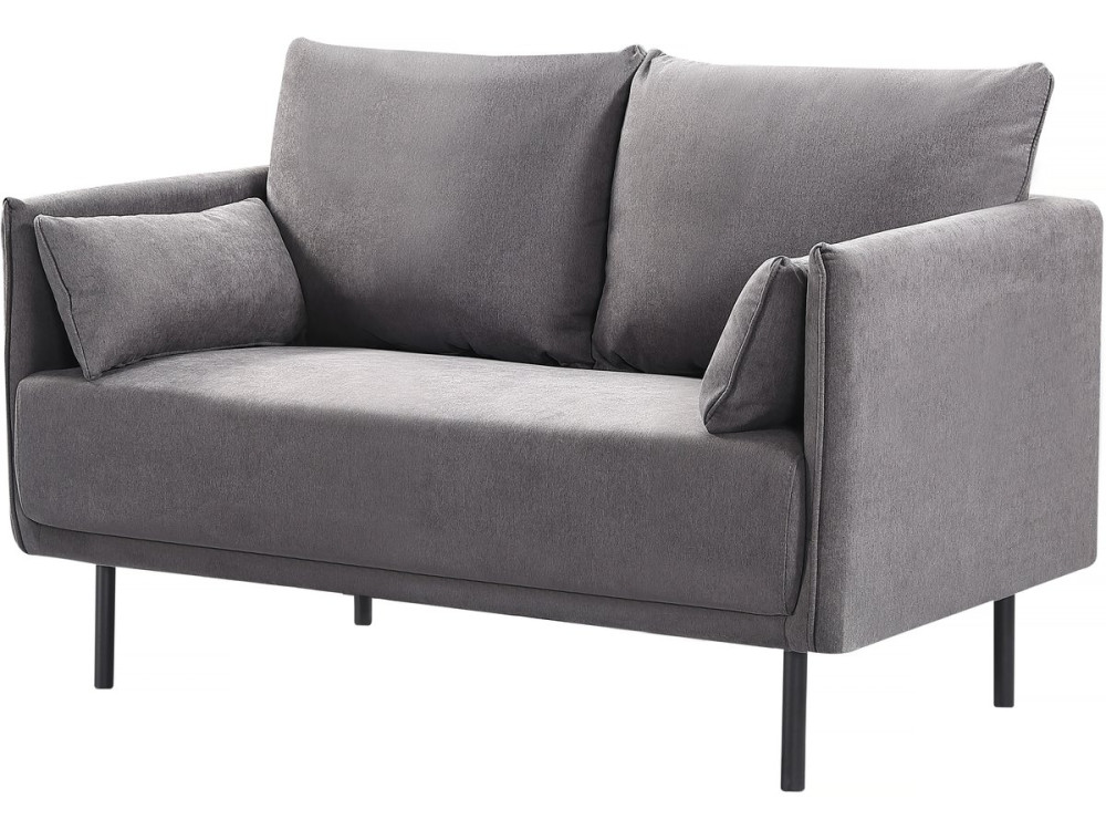 Canapé fixe tissu "Rudy" - 132 x 78 x 88 cm - 2 places - Gris foncé