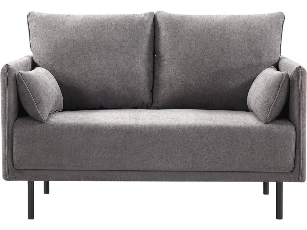 Canapé fixe tissu "Rudy" - 132 x 78 x 88 cm - 2 places - Gris foncé
