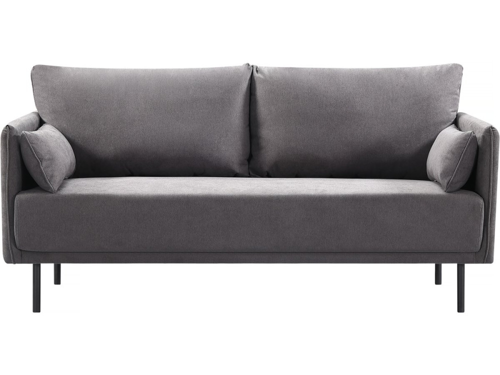 Canapé fixe tissu "Rudy" - 180.5 x 78 x 52 cm - 3 places - Gris foncé