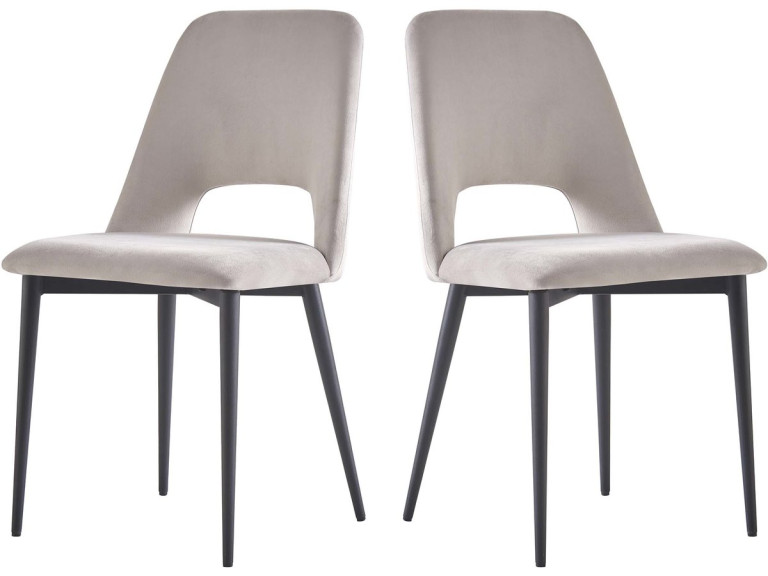 Lot de 2 chaises en velours "Fedora" - Gris clair