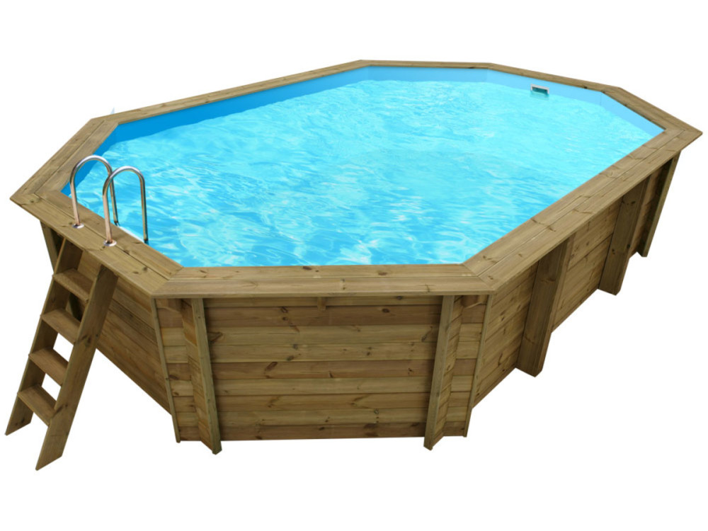 Piscine bois " Cancun " - 6.53 x 4.41 x 1.45 m + Bâche à bulles 180 µ - Bâche hiver 280 g/m²
