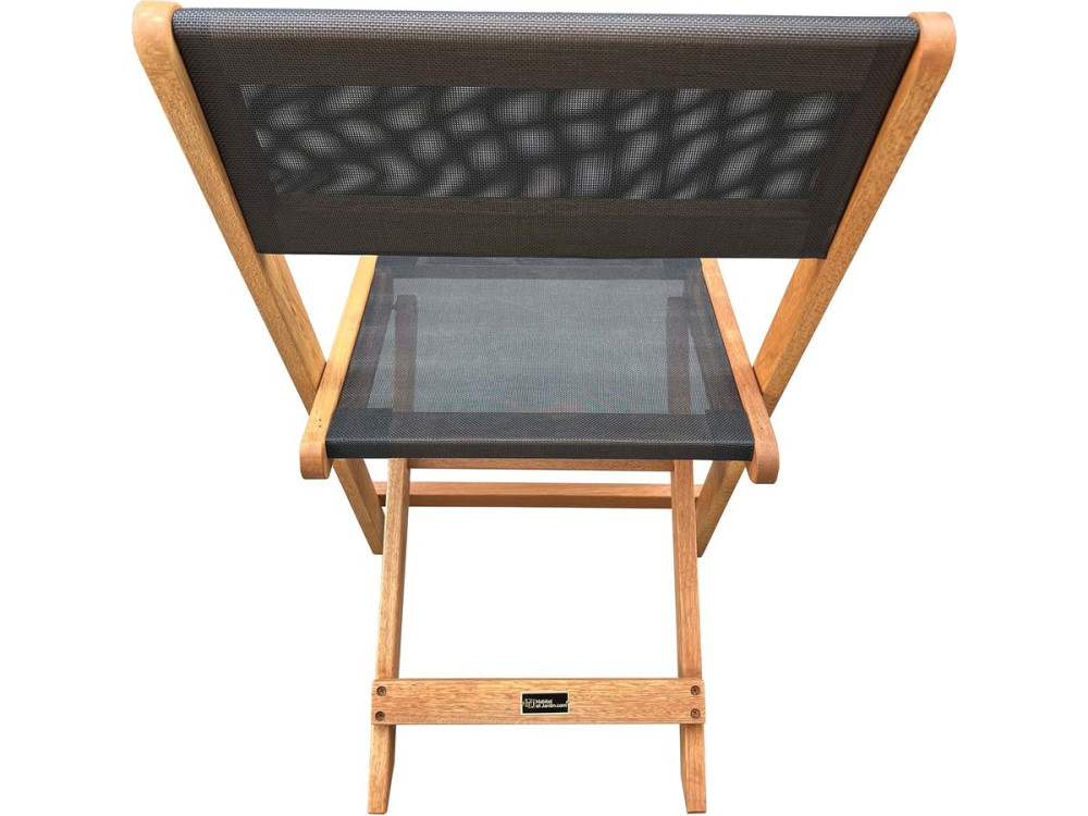 Chaise pliante en bois exotique "Seoul" - Maple - Noir - Lot de 2