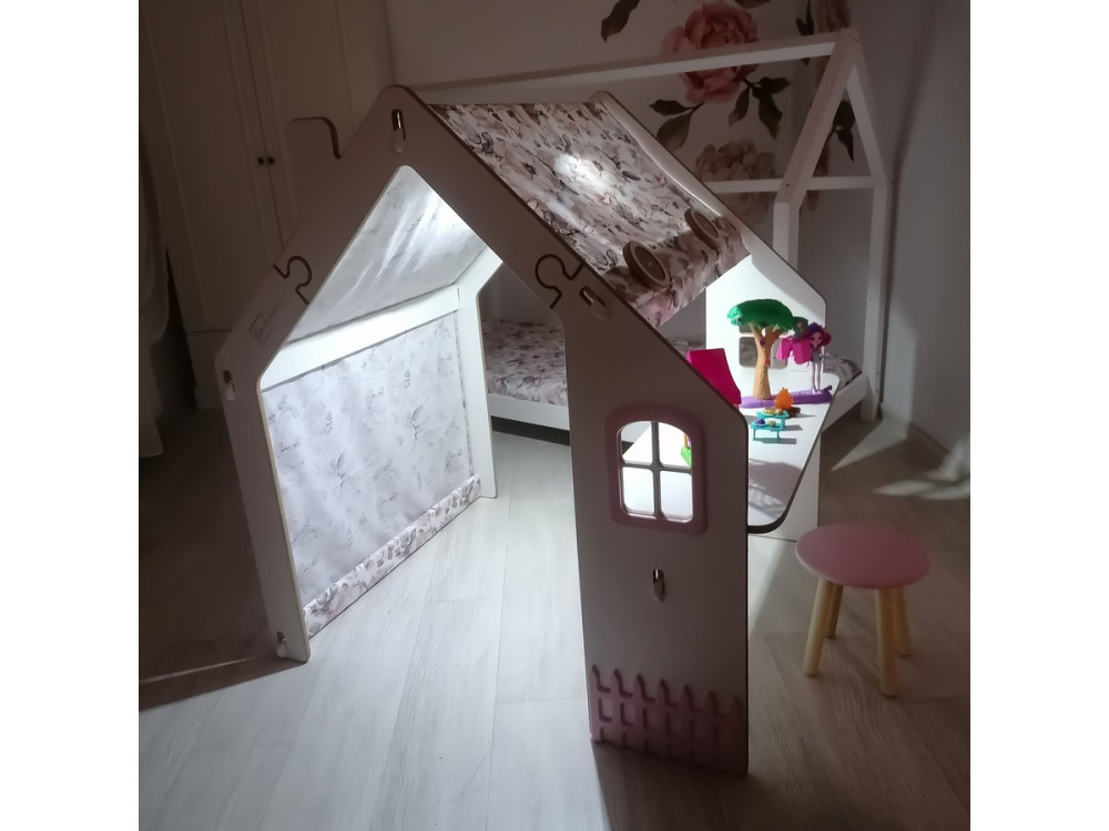 Maisonnette pour enfant en bois "Bianelli" avec bureau - 114 x 93 x 120 cm - Blanc / Rose