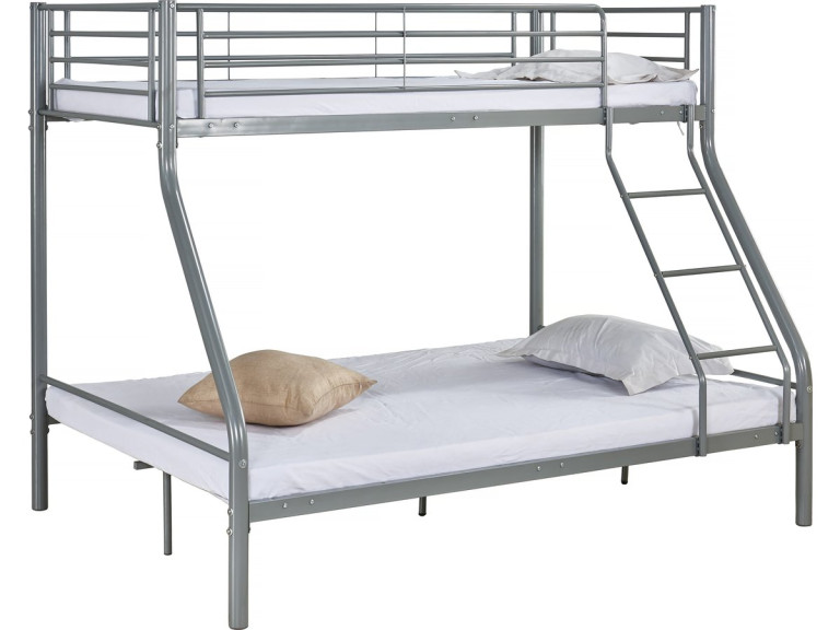 Lit superposé en métal "Leo" Sommiers inclus - 90/140 x 190 cm - Gris