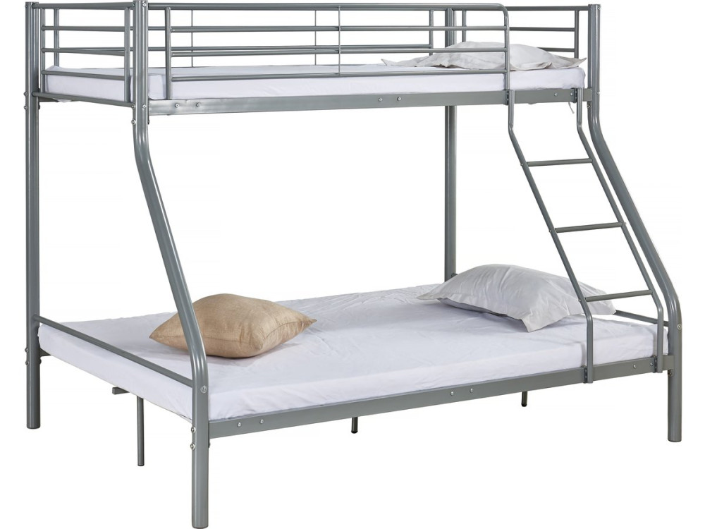 Lit superposé en métal "Leo" Sommiers inclus - 90/140 x 190 cm - Gris