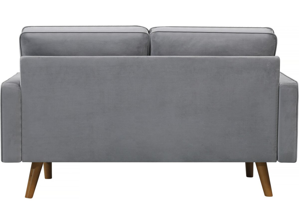 Canapé fixe en velours "Yannick" - 82 x 147 x 86 cm - 2 places - Gris clair.