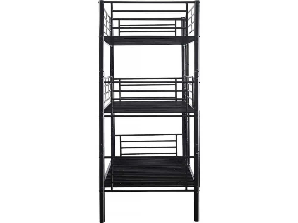 Lit superposé en métal triple "HAVIN" - 90 x 190 cm - Noir