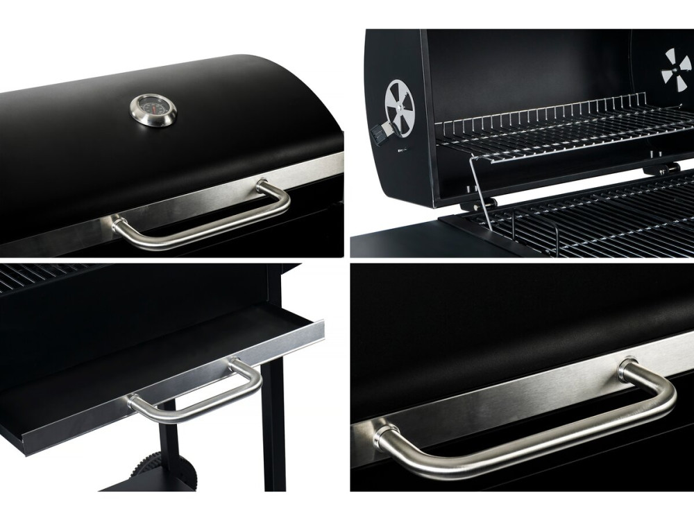 Barbecue charbon de bois "Bizon" - 119 x 50 x 101 cm - Noir