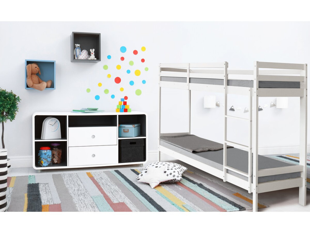 Lit Superposé bois enfant "Lionel" 90 x 190 cm - Blanc