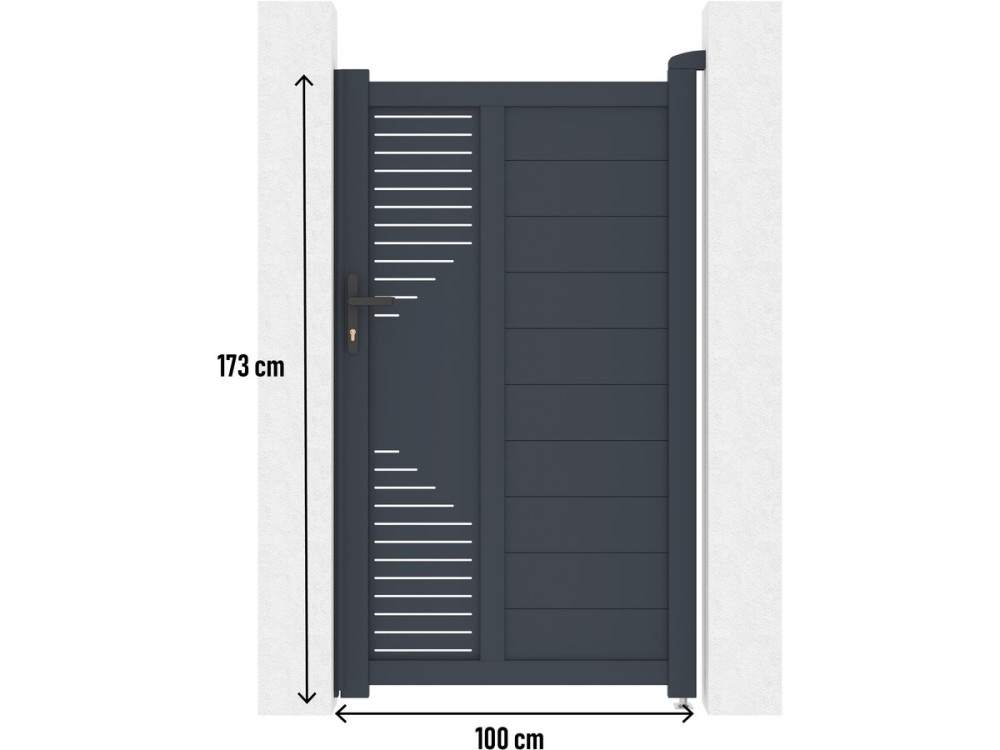 Portillon en aluminium "Jean" - 100 x 173 cm - Anthracite