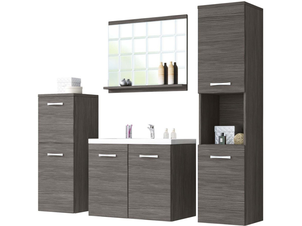 Ensemble de salle de bain "Malo" - 4 pièces -  Gris