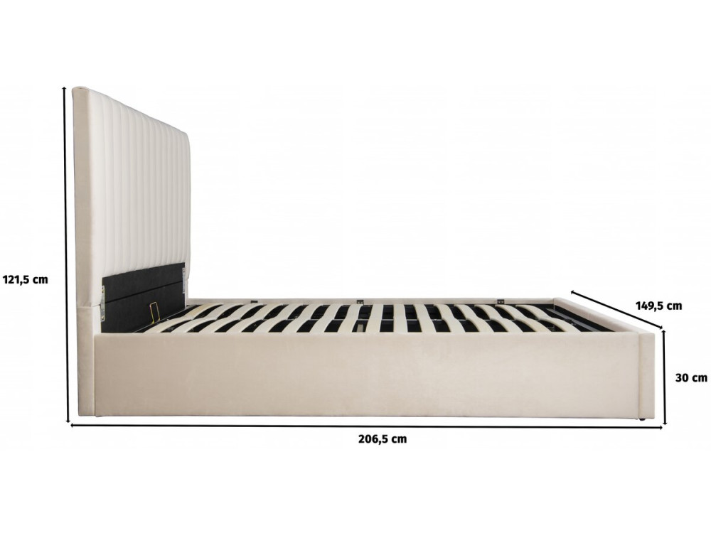 Lit avec coffre "Mia" - 140 x 190 cm - Beige