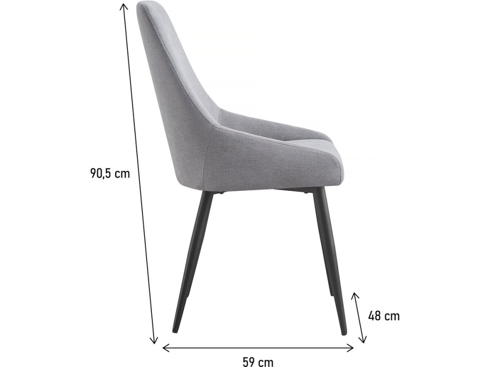 Lot de 2 Chaises en tissu "Lyne" - Gris