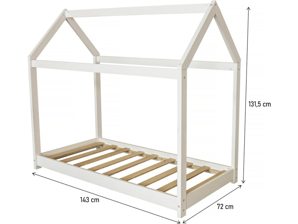 Lit Cabane pour enfant "Camilla" - 140 x 70 cm - Blanc
