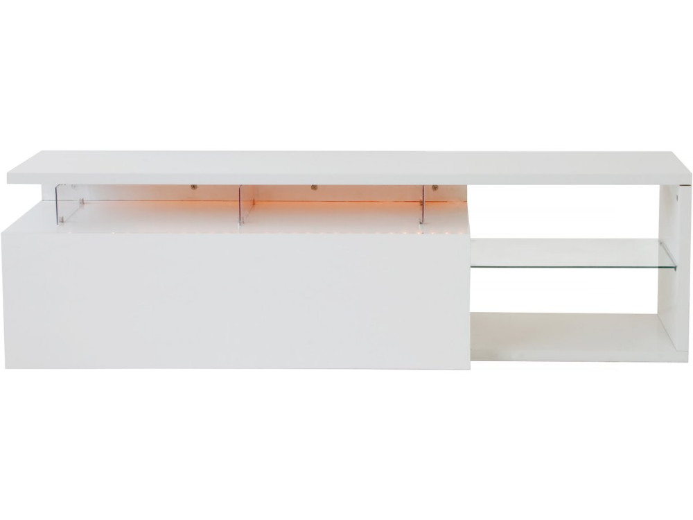 Meuble TV LED laqué "Penny" - 150 x 41 x 38 cm - Blanc