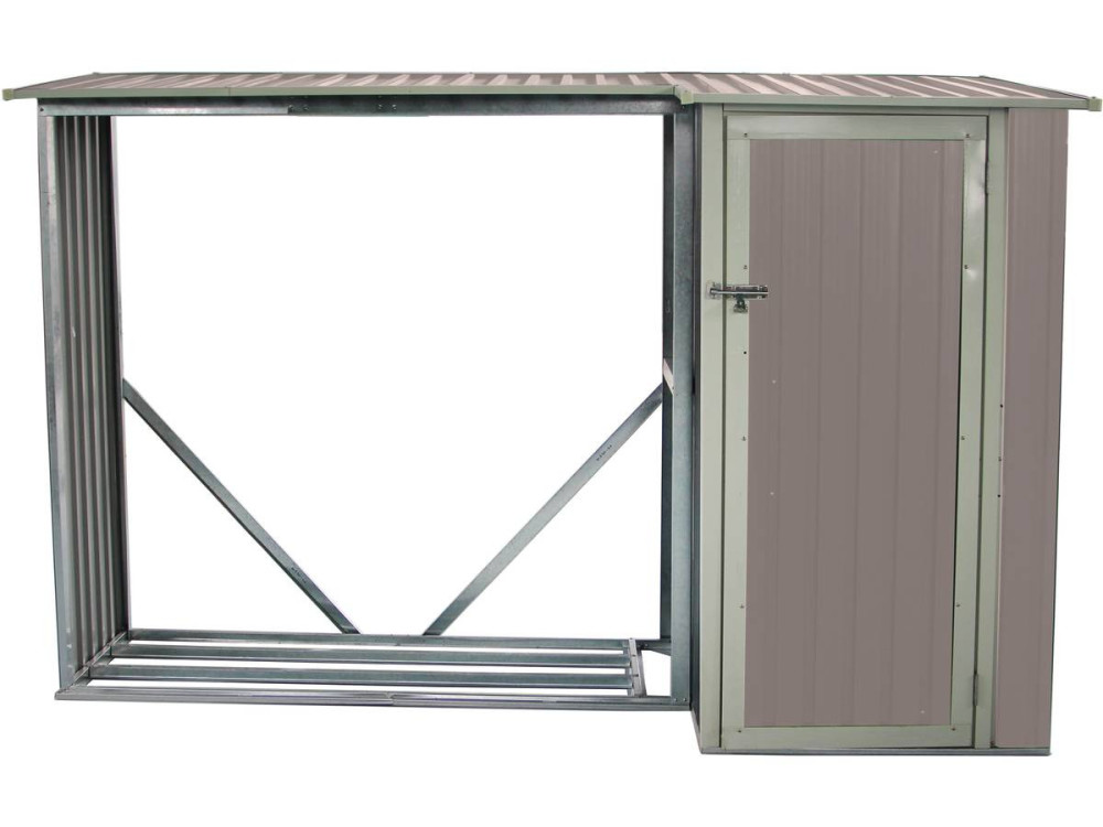 Abri bûches métal "Chicago" - 3.07 m² - 109 x 282 x 168 cm - Gris marronné