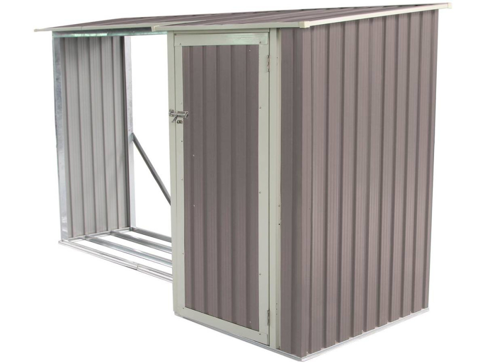 Abri bûches métal "Chicago" - 3.07 m² - 109 x 282 x 168 cm - Gris marronné