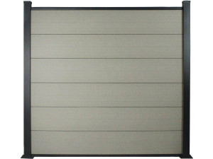 Kit Clôture de 8 x 1.6m composite et aluminium + profilés de finitions - Kit de fixation offert - Gris