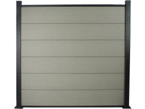 Kit Clôture 1.6 x 1.6 m composite et aluminium + profilés de finitions - Kit de fixation offert - Gris