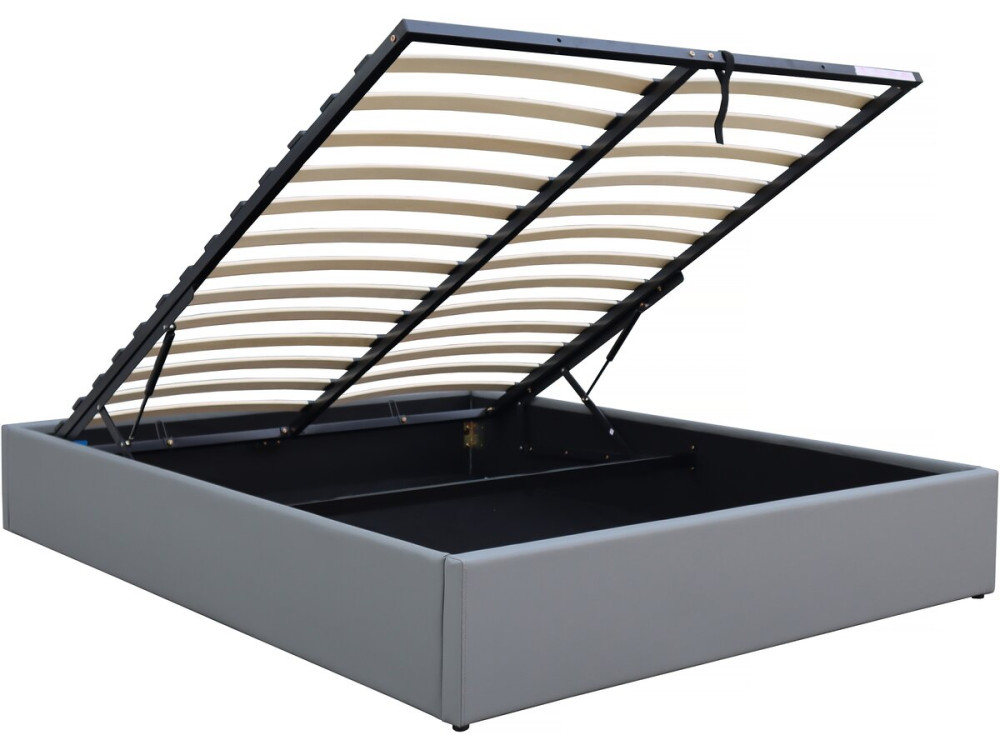 Lit double en PVC avec coffre "Ava" - 140 x 190 cm - Gris