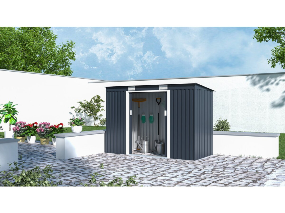 Abri de jardin métal monopente "Austin" - 3,14 m2 - Gris