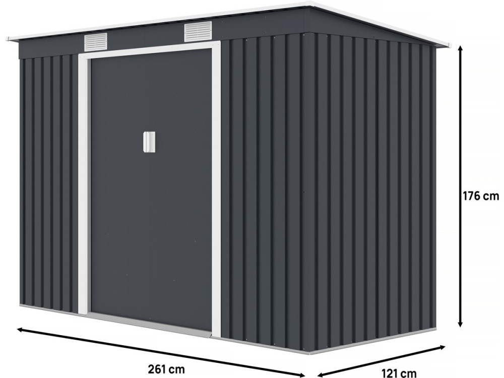 Abri de jardin métal monopente "Austin" - 3,14 m2 - Gris