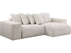 Canapé d'angle en velours côtelé "Rivoli" - 312 x 176 x 49 cm - Beige