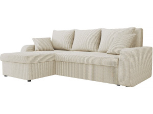 Canapé d'angle velours côtelé convertible - 3 places "Vinci" - Beige