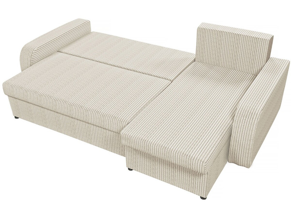 Canapé d'angle velours côtelé convertible - 3 places "Vinci" - Beige