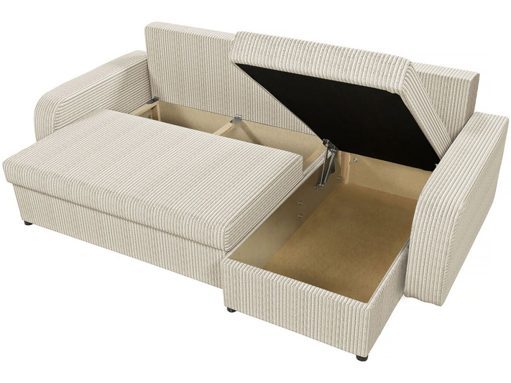 Canapé d'angle velours côtelé convertible - 3 places "Vinci" - Beige