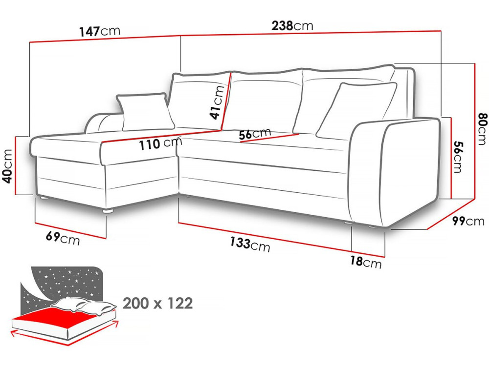 Canapé d'angle velours côtelé convertible - 3 places "Vinci" - Beige
