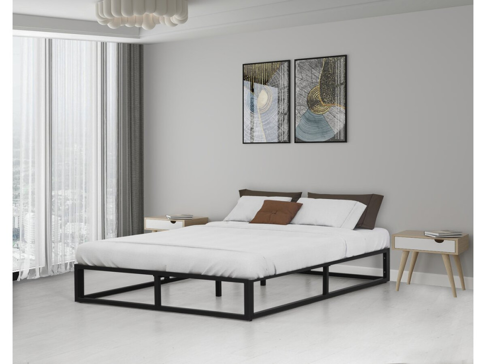 Cadre de lit en métal 160 x 200 cm - Noir