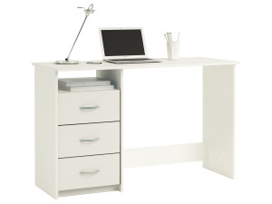 Bureau "Aristote" - 3 tiroirs - 123 x 76.5 x 50.1 cm - Coloris blanc perle