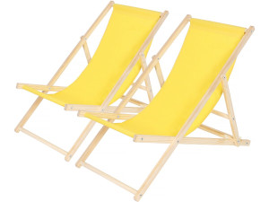 Lot de 2 transats en bois "Chilienne" - 107 x 56.5 x 81 cm - Jaune