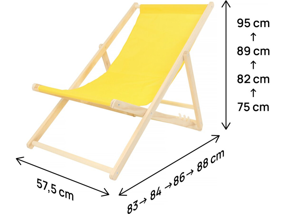Lot de 2 transats en bois "Chilienne" - 107 x 56.5 x 81 cm - Jaune