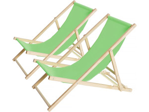 Lot de 2 transats en bois "Chilienne" - 107 x 56.5 x 81 cm - Vert