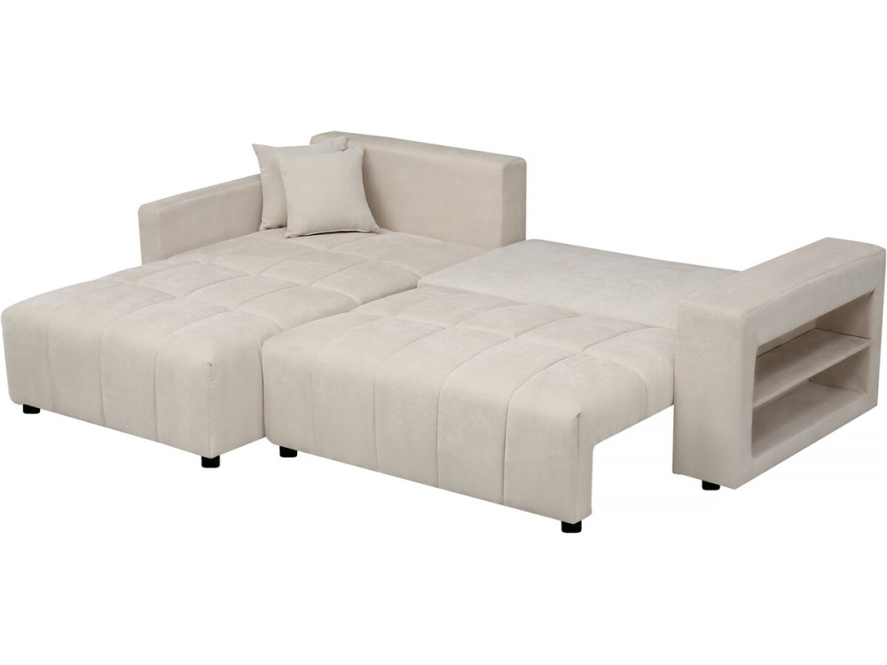 Canapé d'angle convertible tissu chenille 3 places - "Trocadero" - Crème