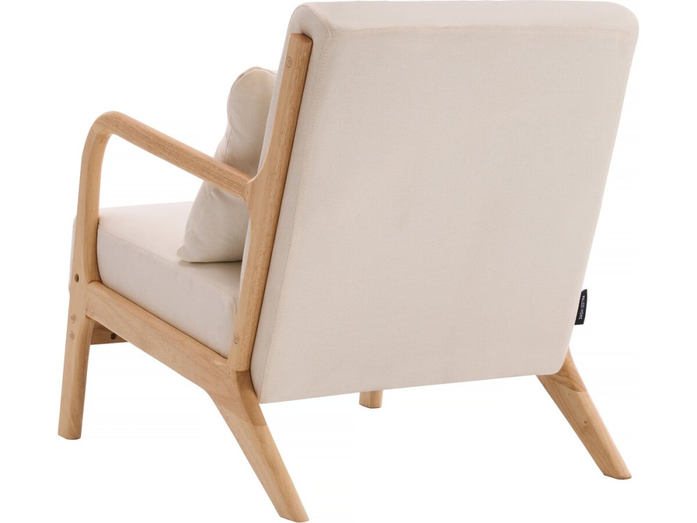 Fauteuil "Clinton" en bois style scandinave - Lin - Beige