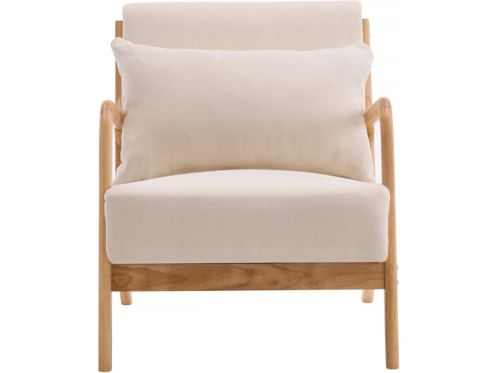 Fauteuil "Clinton" en bois style scandinave - Lin - Beige